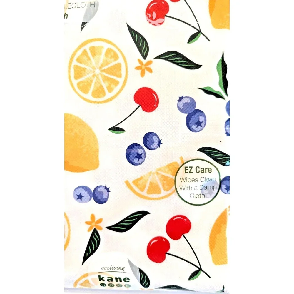 Kane Ecovinyl Tablecloth  Summer Fruits Flannel Back 52 x 70-in PEVA Non-Toxic